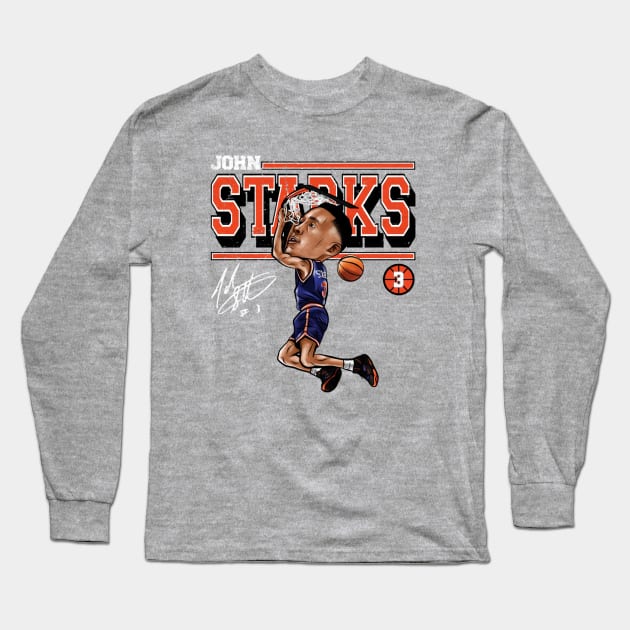 John Starks New York Cartoon Long Sleeve T-Shirt by MASTER_SHAOLIN